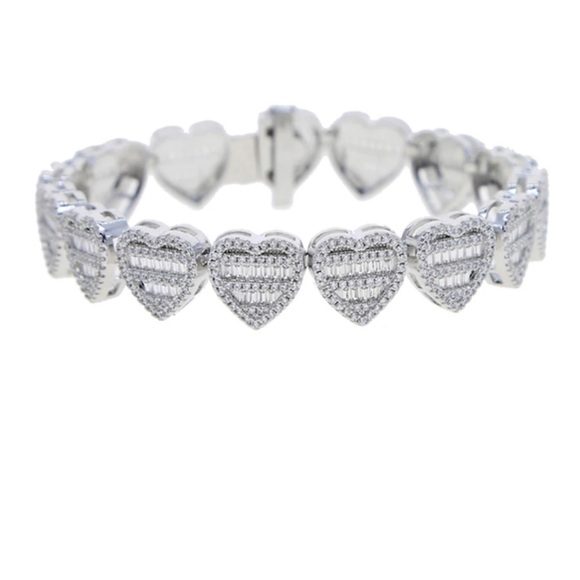 Pave Heart Diamond Crusted Bracelet - Picture 1 of 6